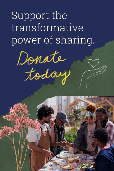 Ad reading, "Support the transformative power of sharing. Donate today."